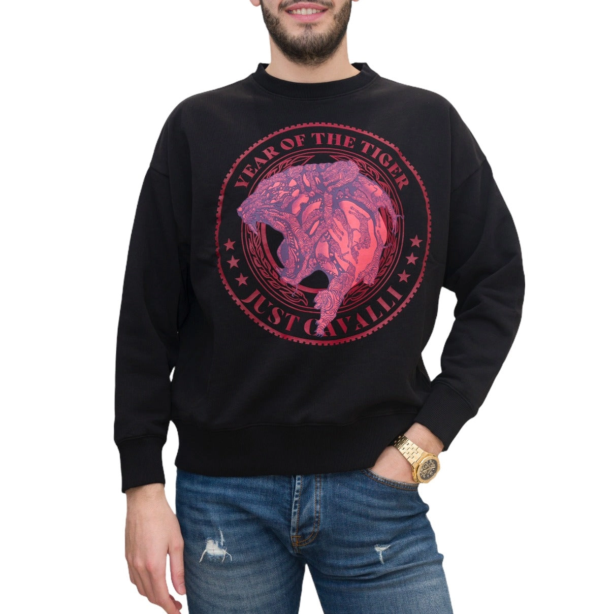 Just Cavalli Graphic Printed Crewneck Sweatshirt