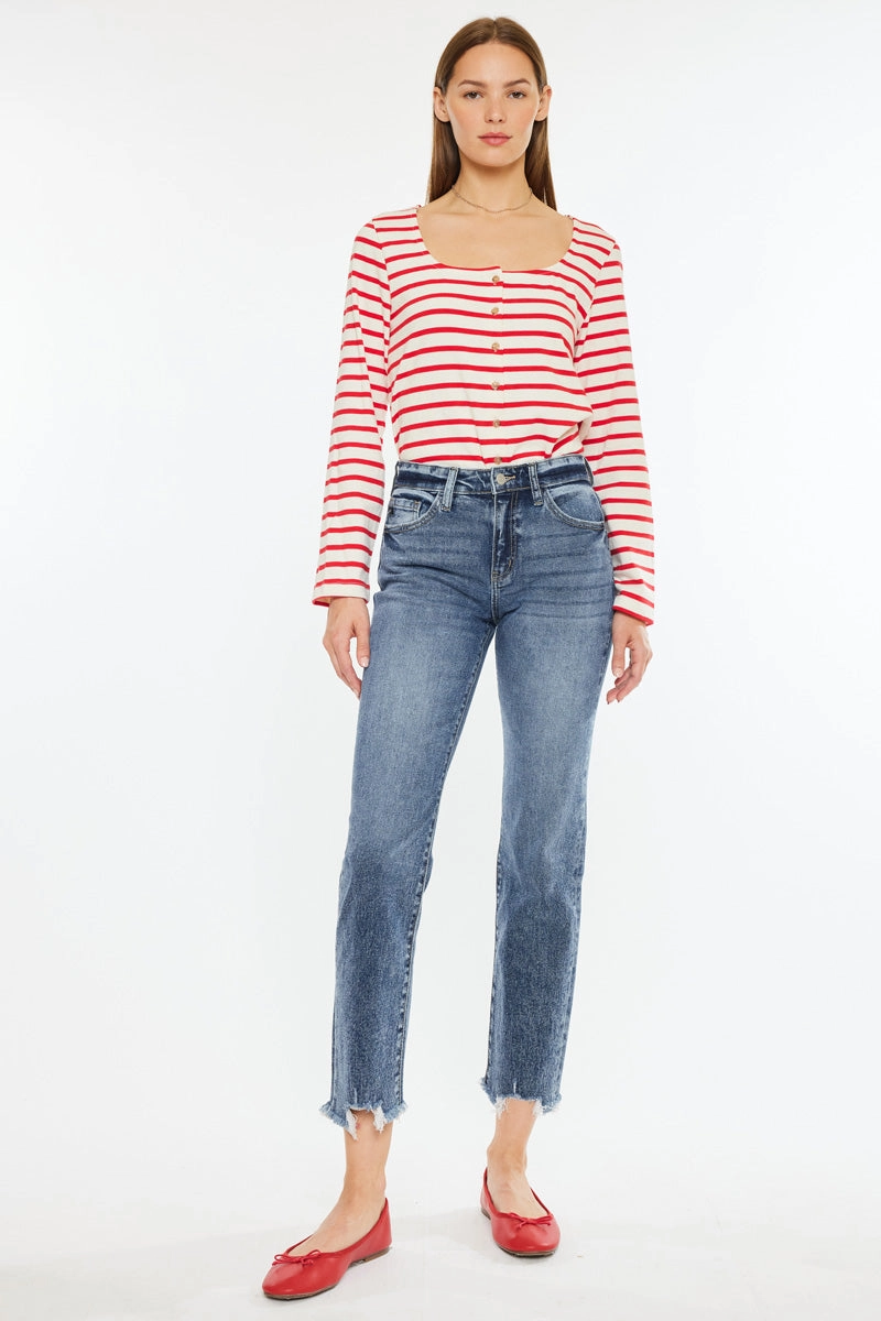 Kathrine Essentials High Rise Slim Straight Leg Jeans
