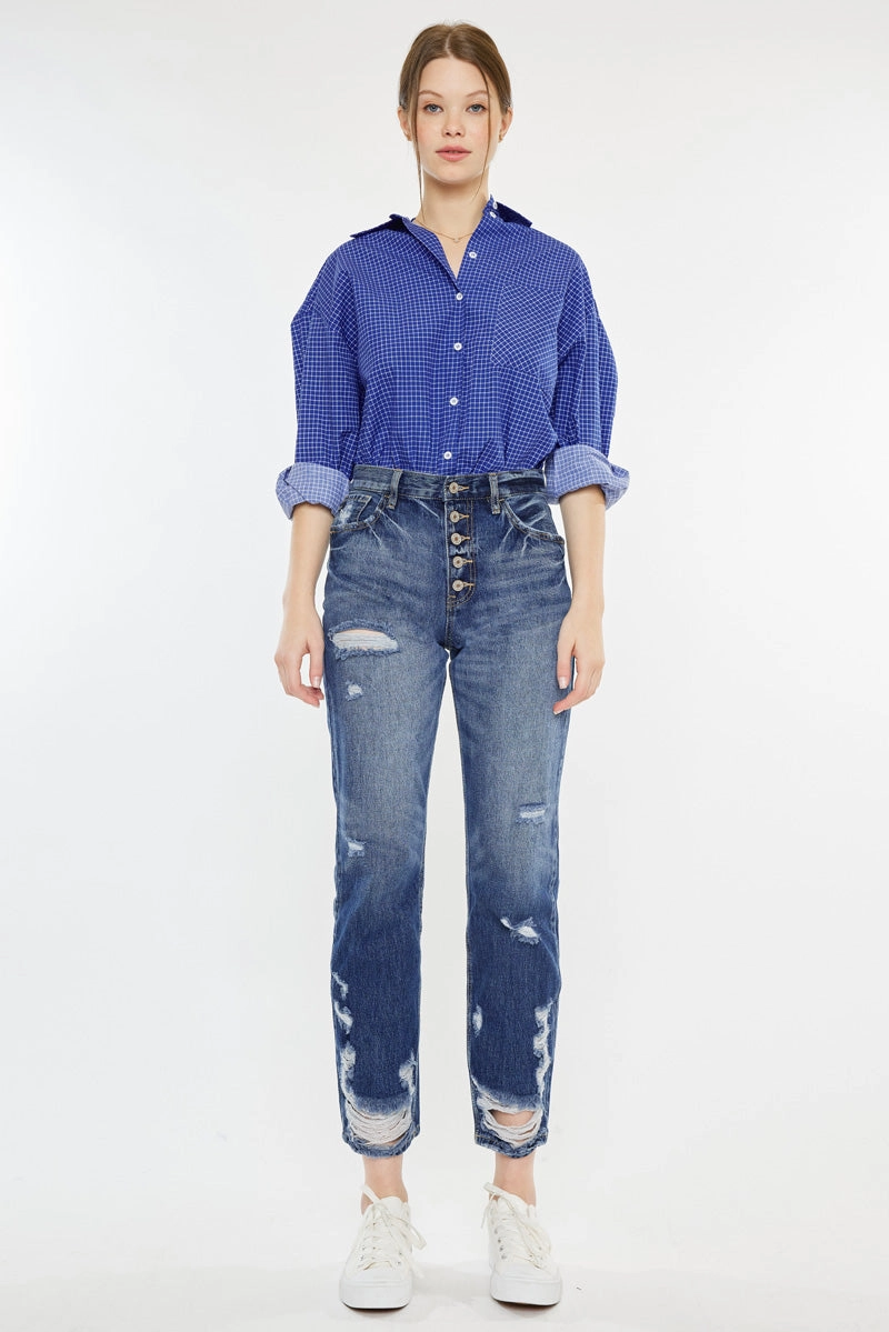 Keke High Rise Straight Leg Jeans