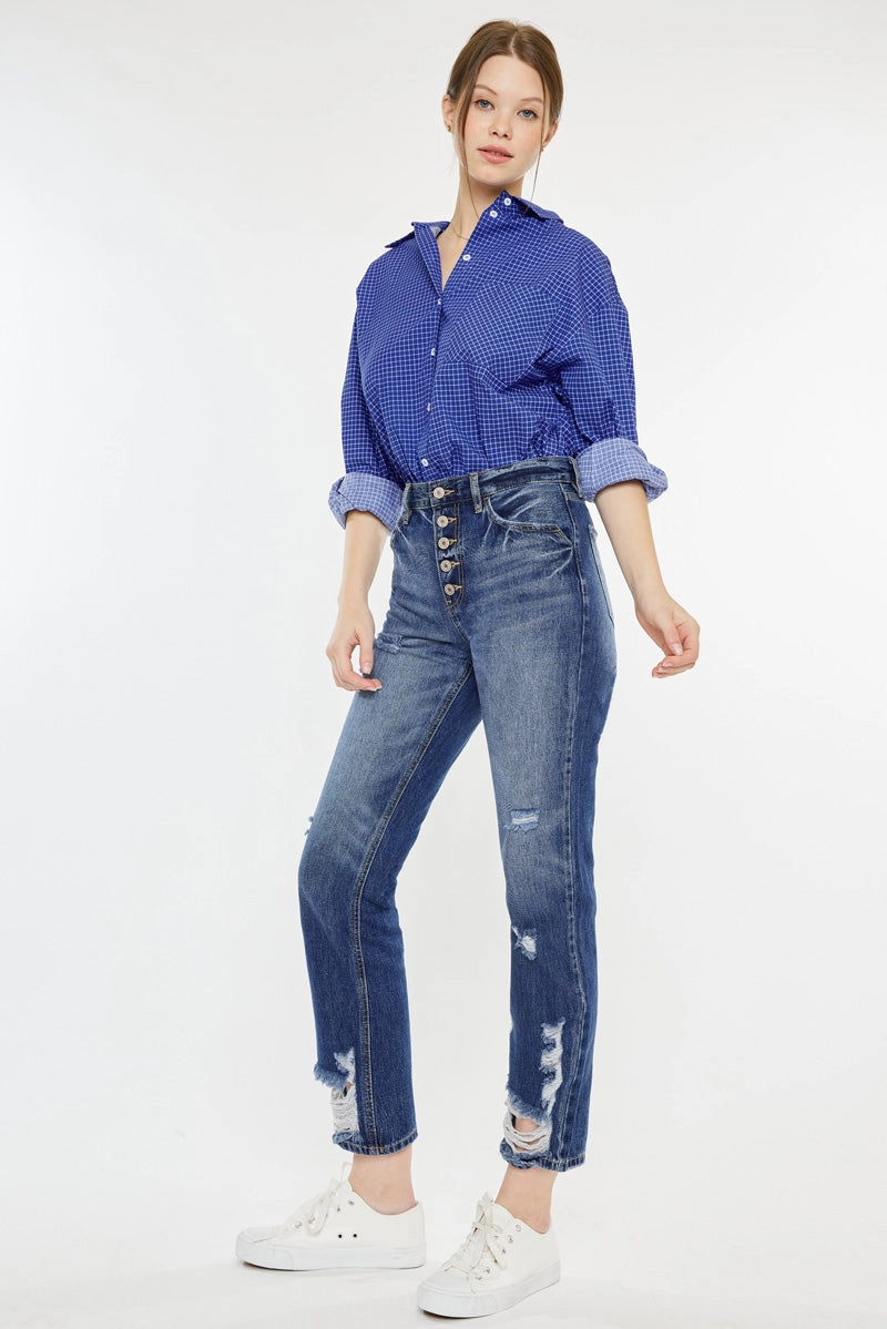 Keke High Rise Straight Leg Jeans