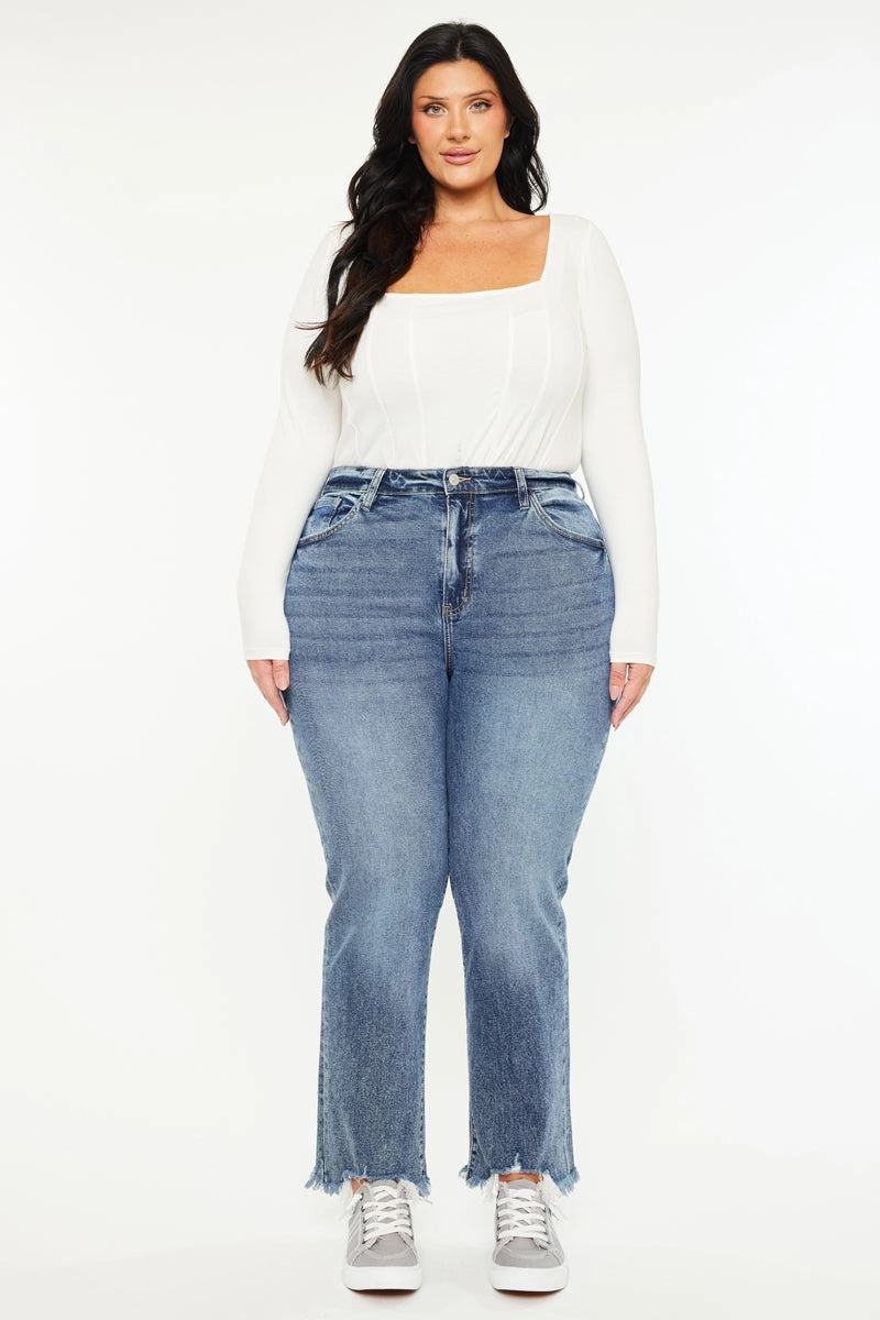 Kristine Essentials High Rise Slim Straight Leg Jeans (Plus size)
