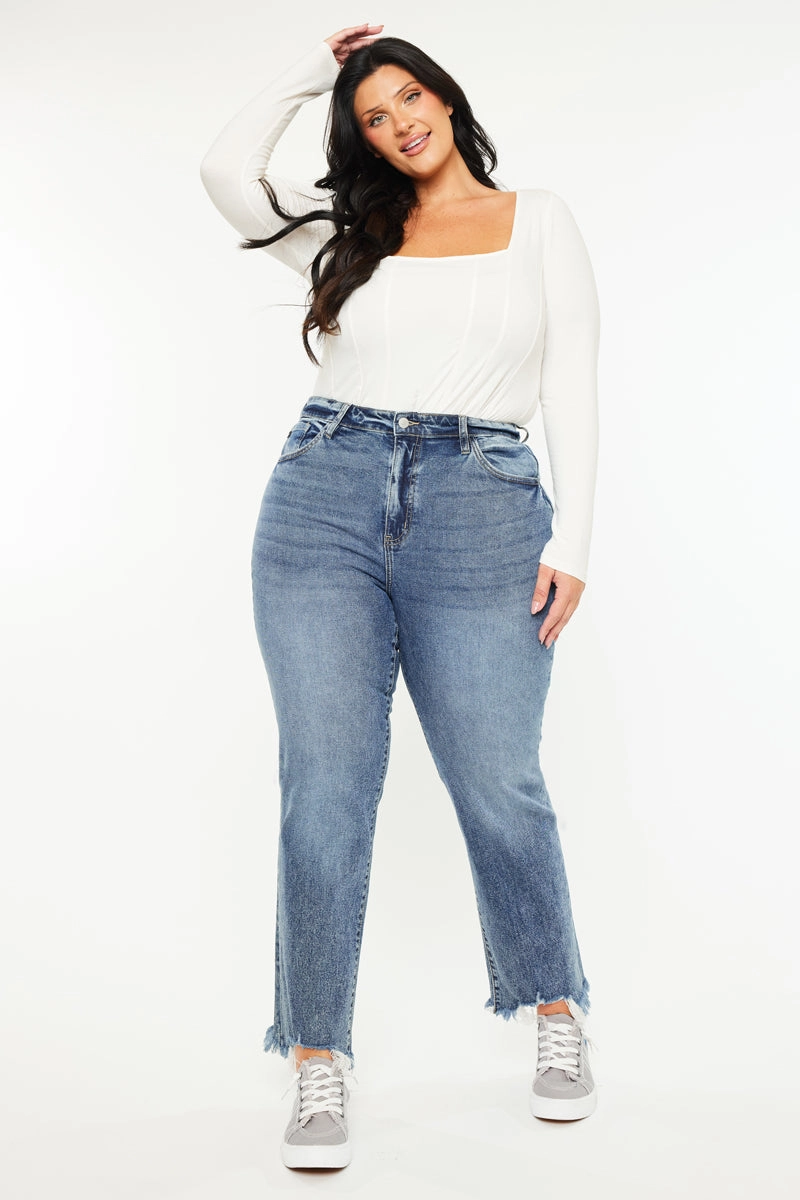 Kristine Essentials High Rise Slim Straight Leg Jeans (Plus size)