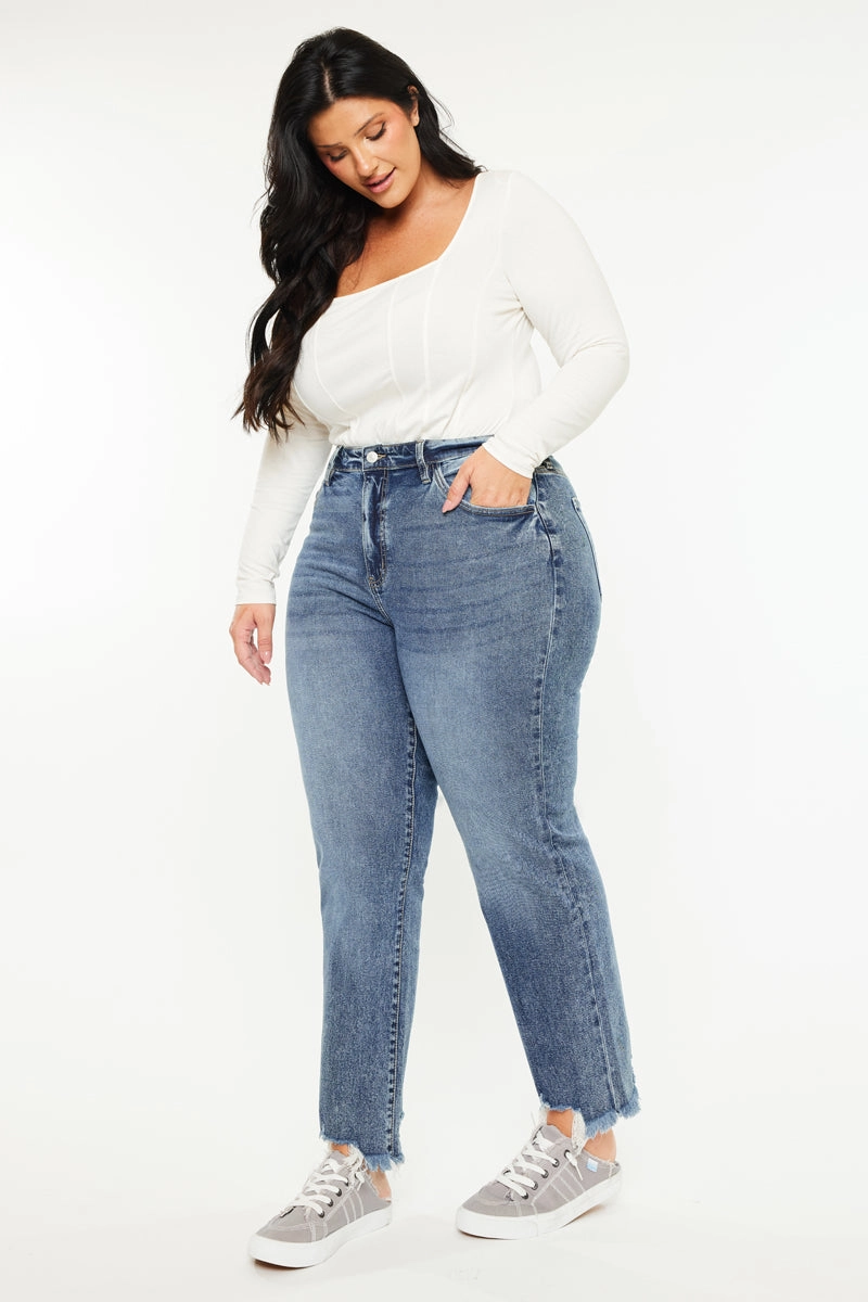 Kristine Essentials High Rise Slim Straight Leg Jeans (Plus size)