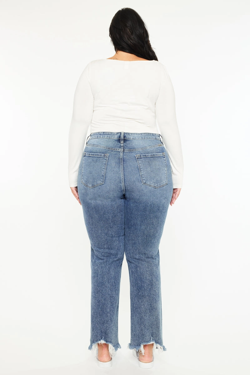 Kristine Essentials High Rise Slim Straight Leg Jeans (Plus size)