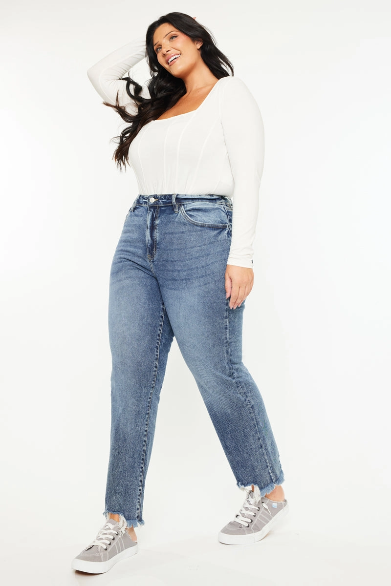 Kristine Essentials High Rise Slim Straight Leg Jeans (Plus size)