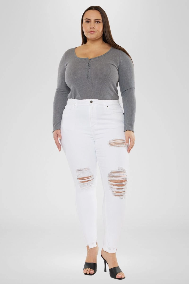Kristy High Rise Slim Straight Jeans (Plus Size)