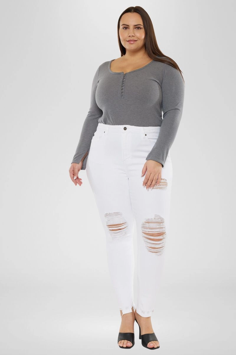 Kristy High Rise Slim Straight Jeans (Plus Size)