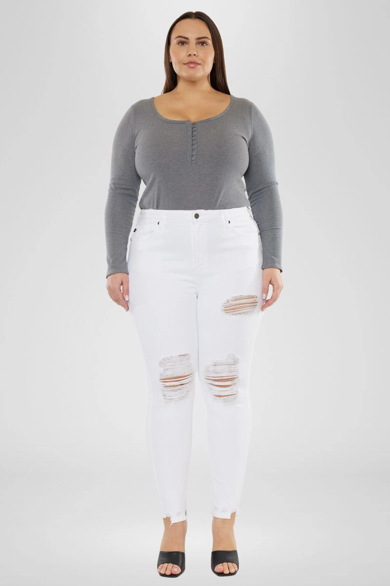Kristy High Rise Slim Straight Jeans (Plus Size)
