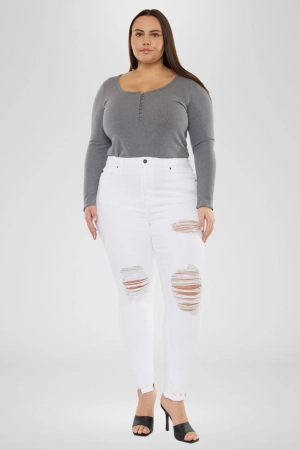 Kristy High Rise Slim Straight Jeans (Plus Size)