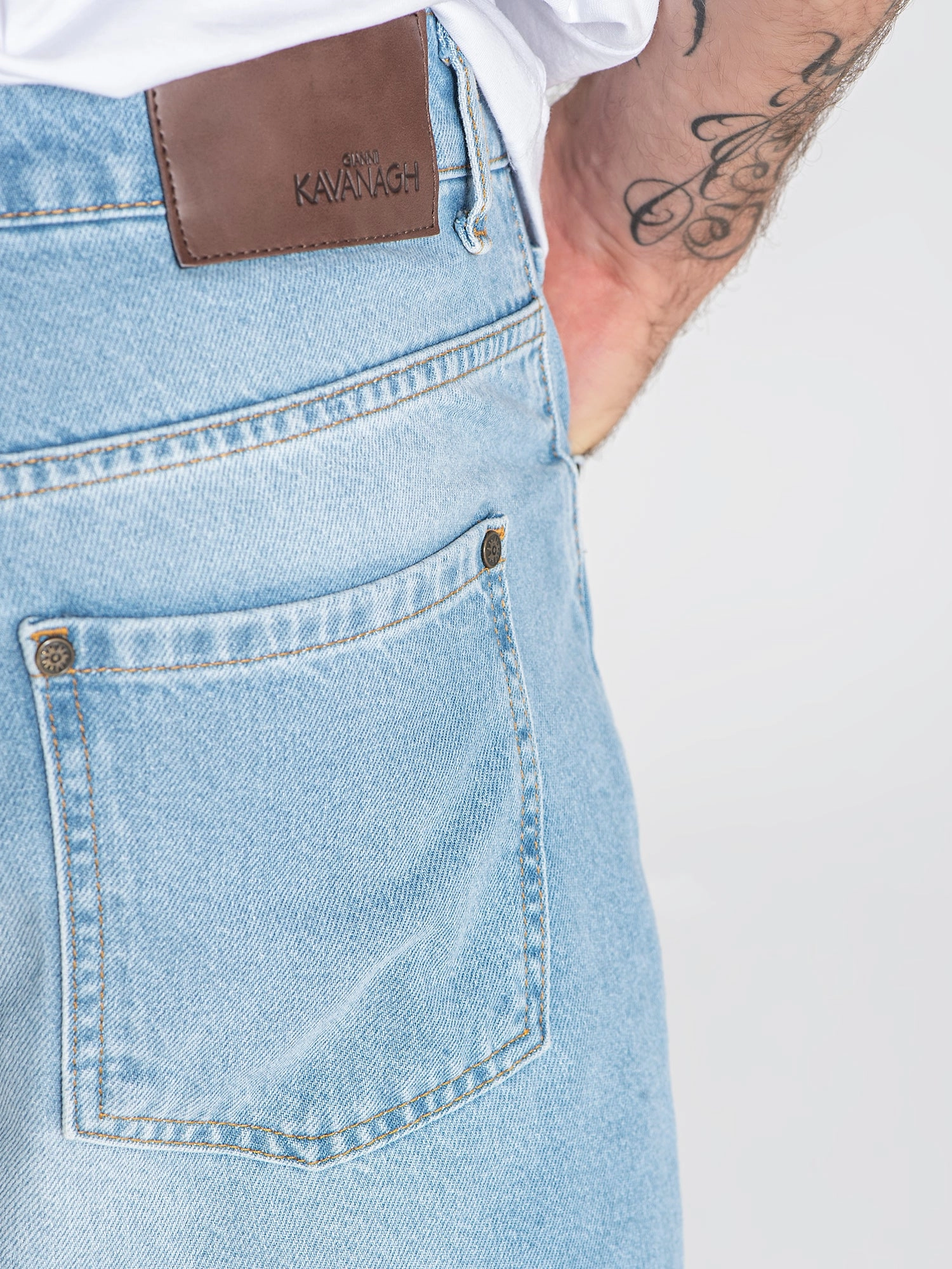 Light Blue Distressed Denim Shorts