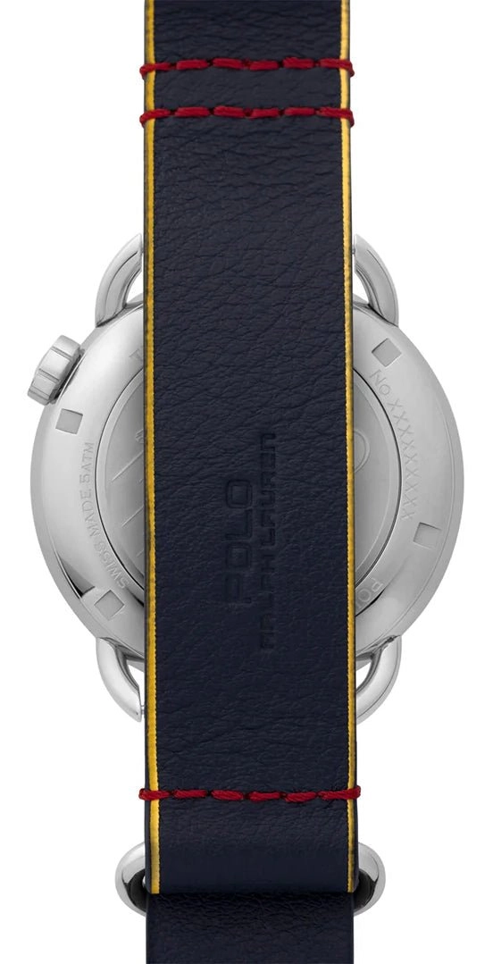 Limited Edition Polo Ralph Lauren x The Rake Snow Beach Bear Automatic Stainless Steel Blue Dial Leather NATO Strap Mens Watch