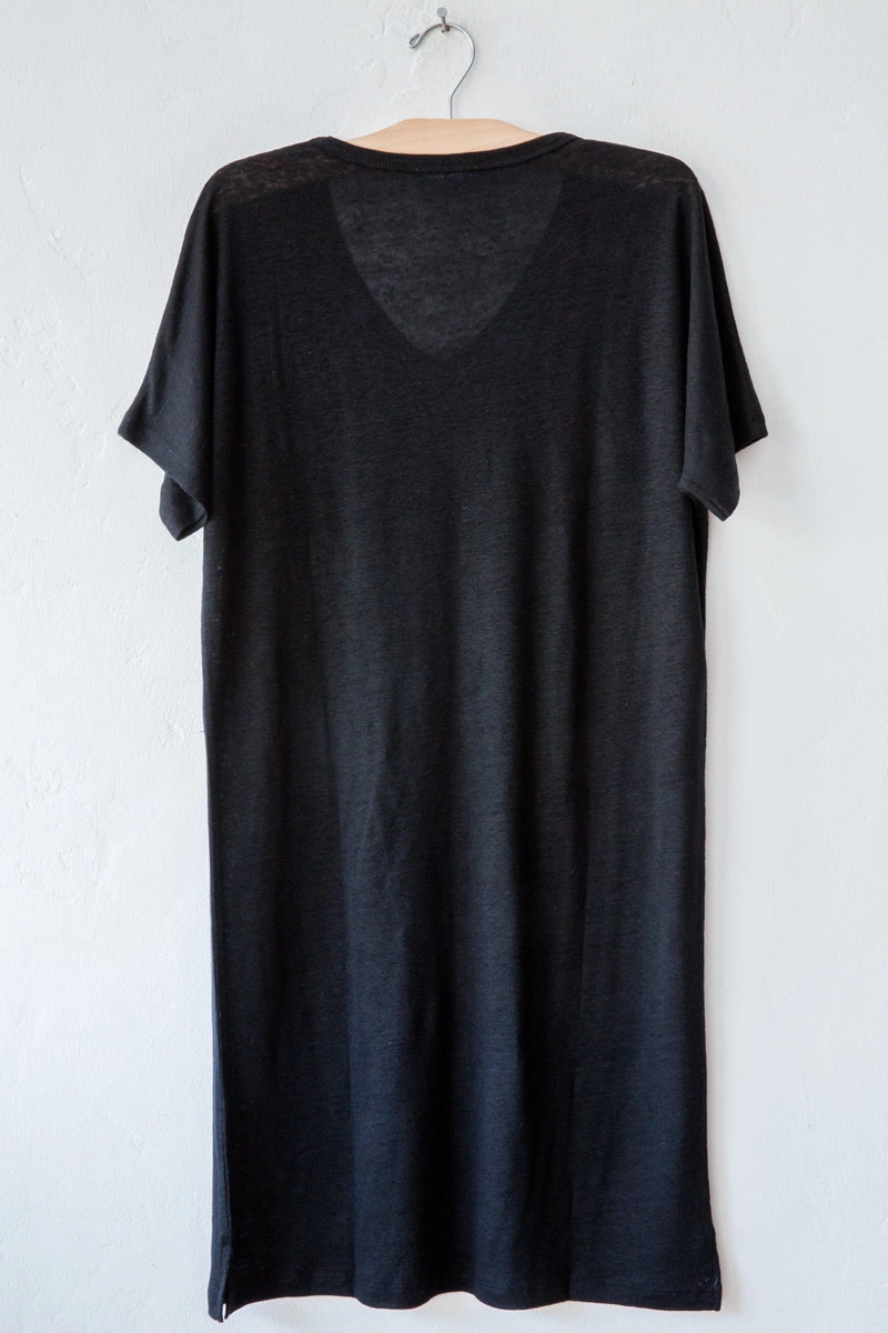 lost & found black linen short dress