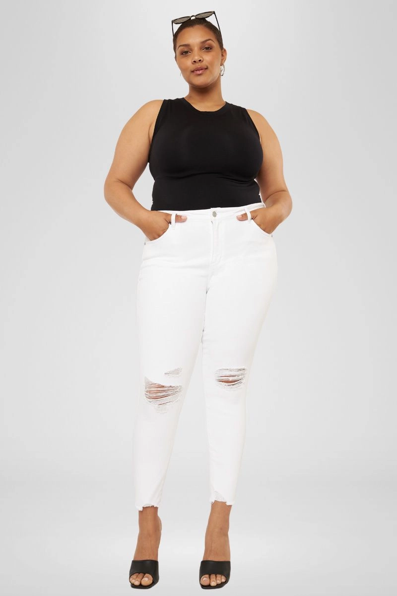 Lux Mid Rise Ankle Skinny Jeans (Plus Size)