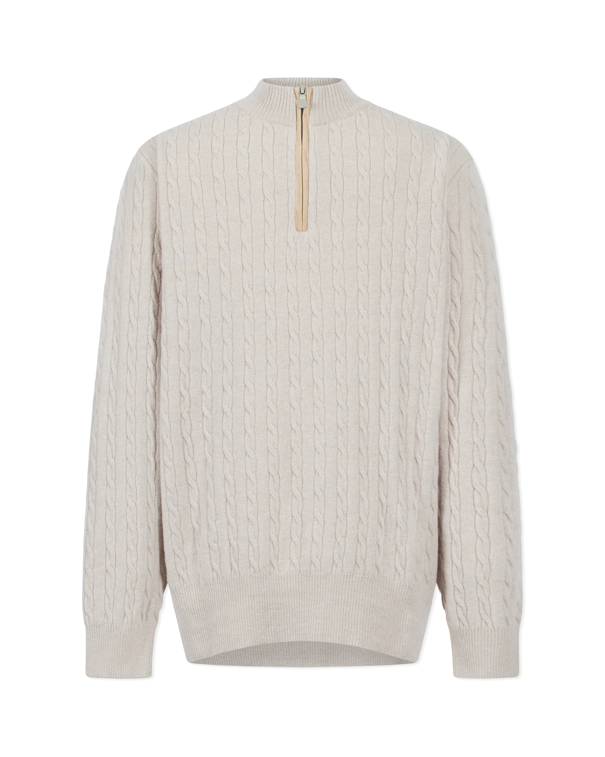 Luxury Cable Merino Wool Zip-Up Sweater