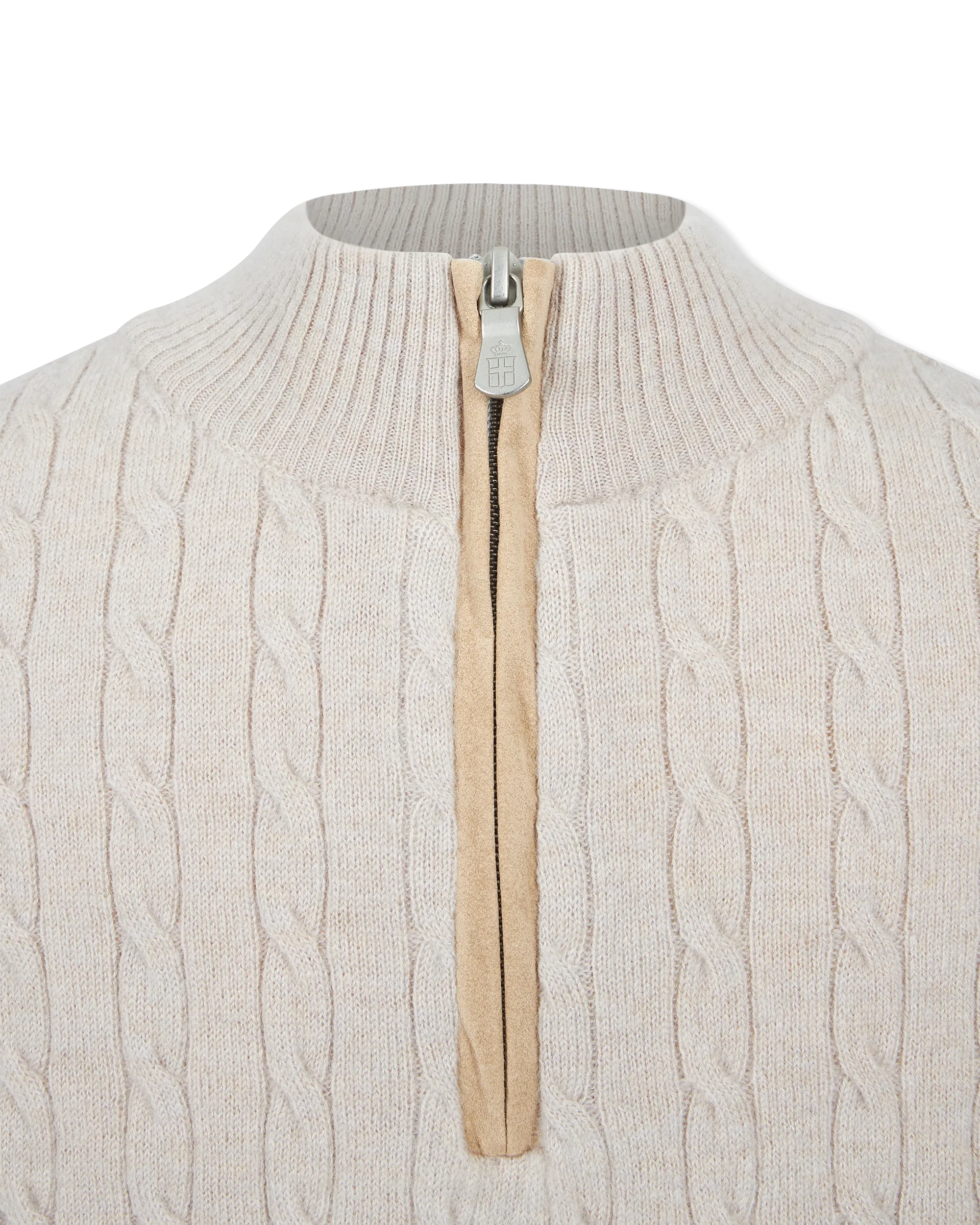 Luxury Cable Merino Wool Zip-Up Sweater