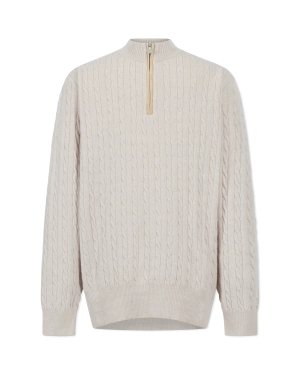 Luxury Cable Merino Wool Zip-Up Sweater