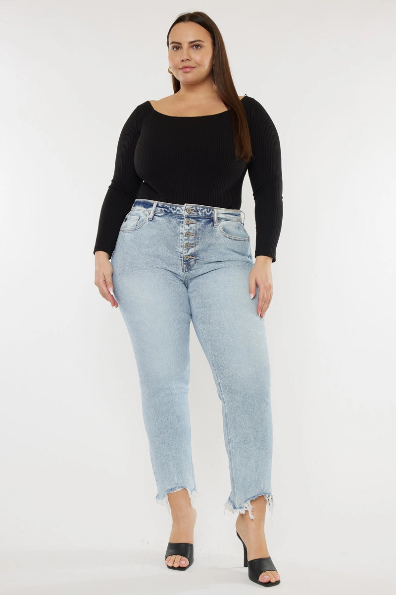 Mapel High Rise Slim Straight Jeans (Plus Size)