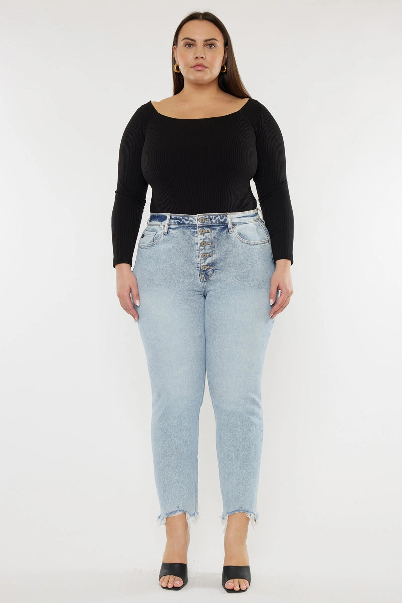 Mapel High Rise Slim Straight Jeans (Plus Size)