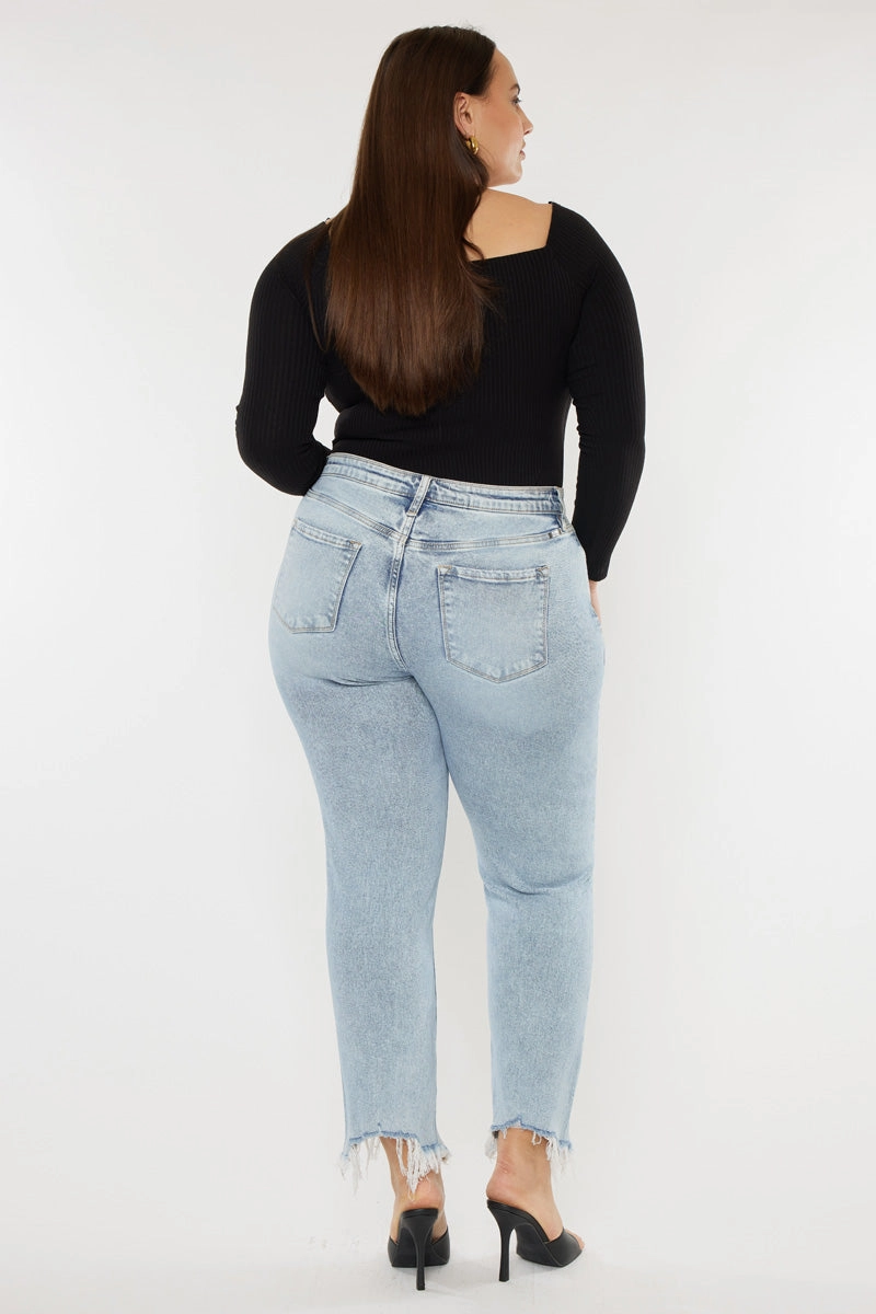 Mapel High Rise Slim Straight Jeans (Plus Size)