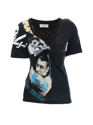 Marine Serre Graphic Printed Knotted T-Shirt