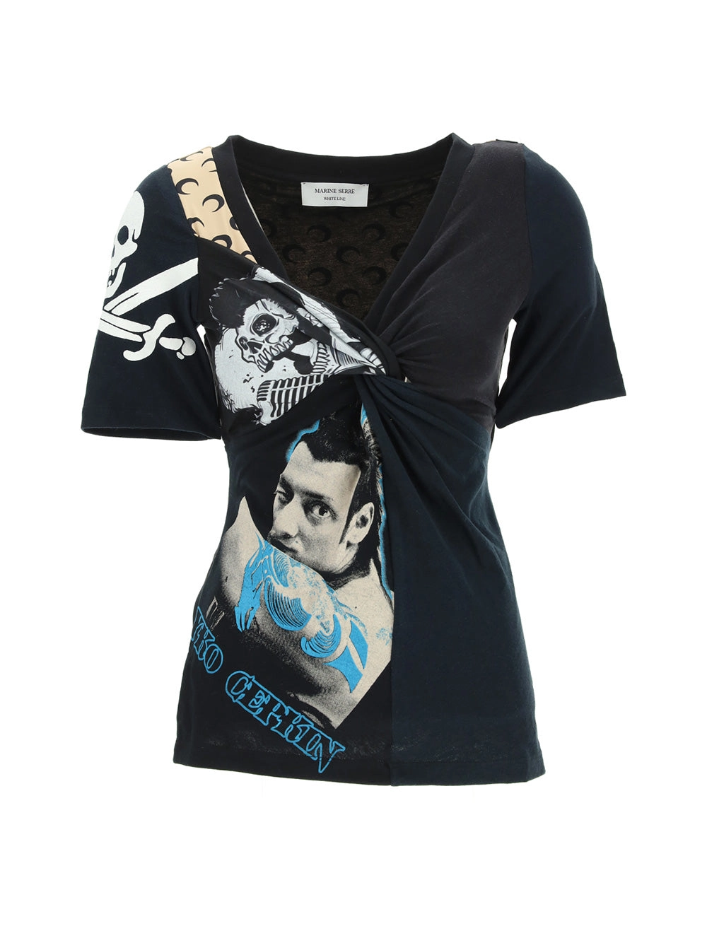 Marine Serre Graphic Printed Knotted T-Shirt