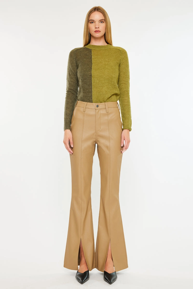 Mars High Rise Faux Leather Bootcut Jeans
