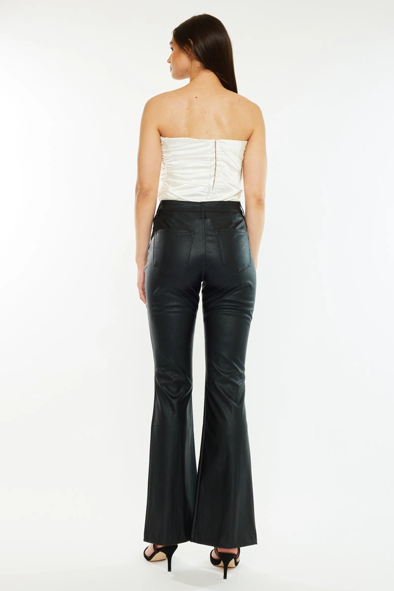 Mars High Rise Faux Leather Bootcut Jeans