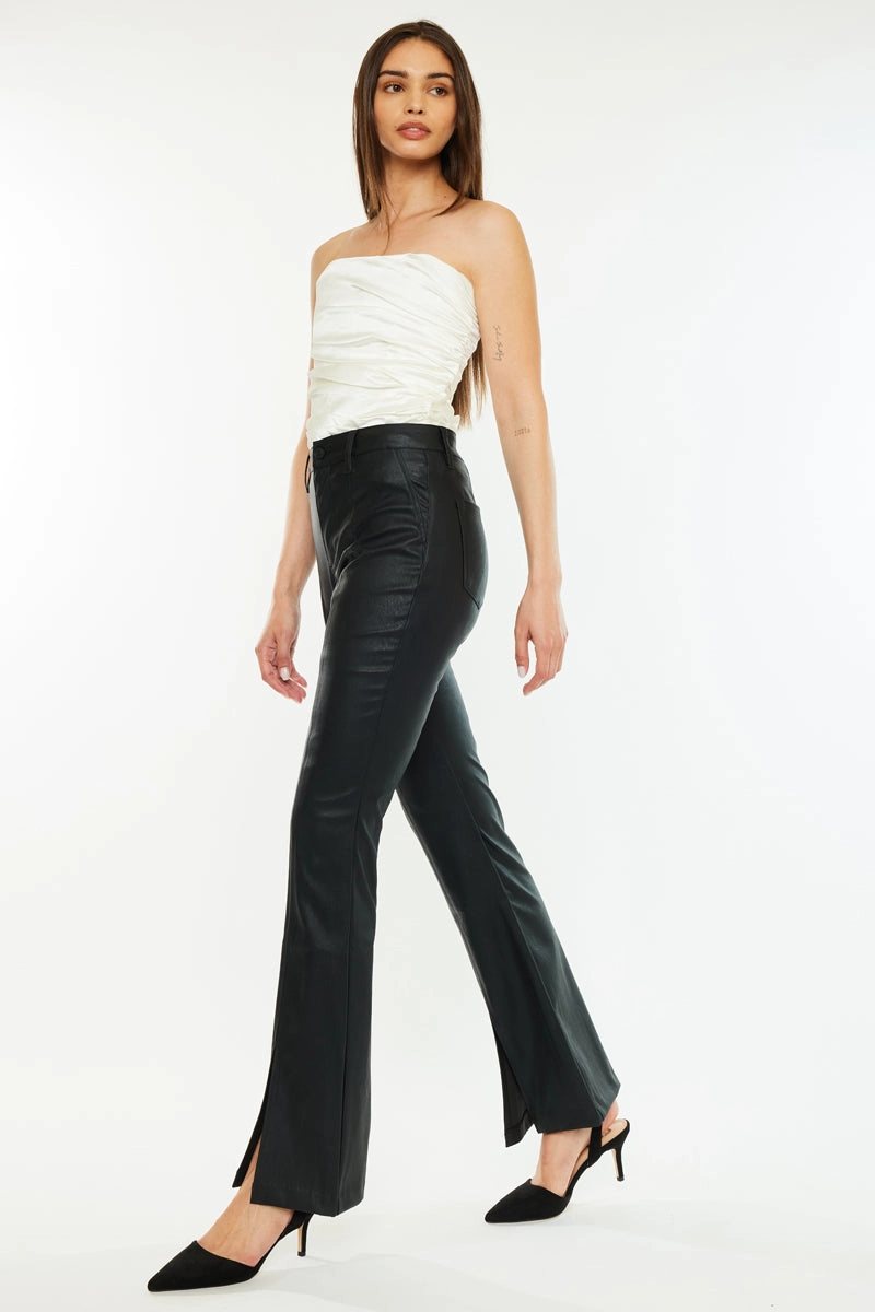 Mars High Rise Faux Leather Bootcut Jeans