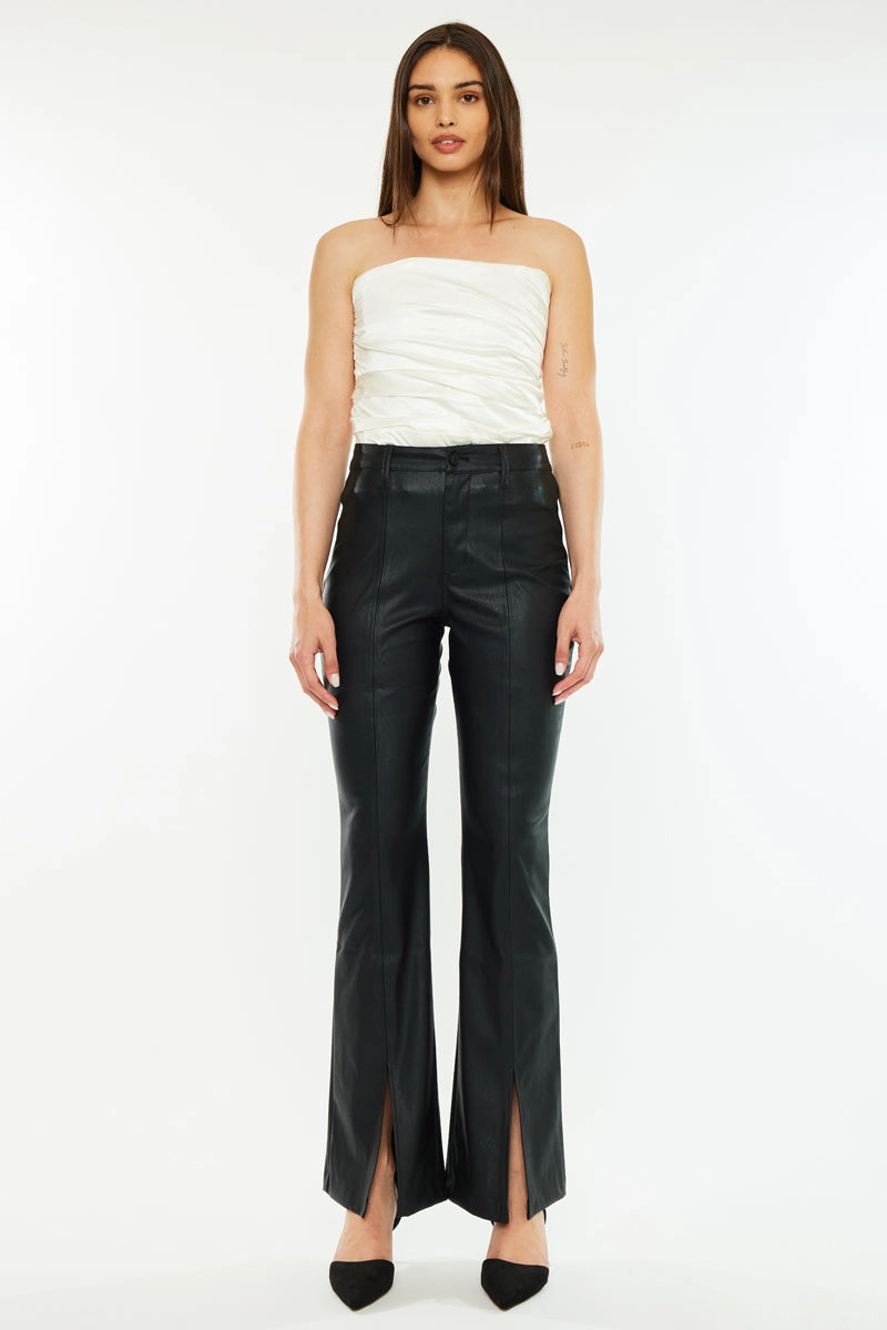 Mars High Rise Faux Leather Bootcut Jeans