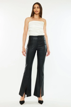 Mars High Rise Faux Leather Bootcut Jeans