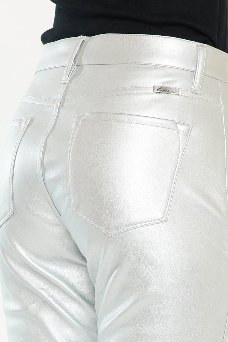 Mercury Mid Rise Y2K Faux Leather Bootcut Jeans (Petite)