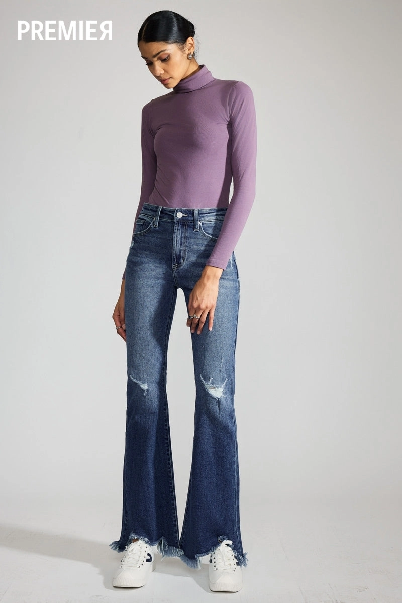 Mia Premier High Rise Distressed Flare