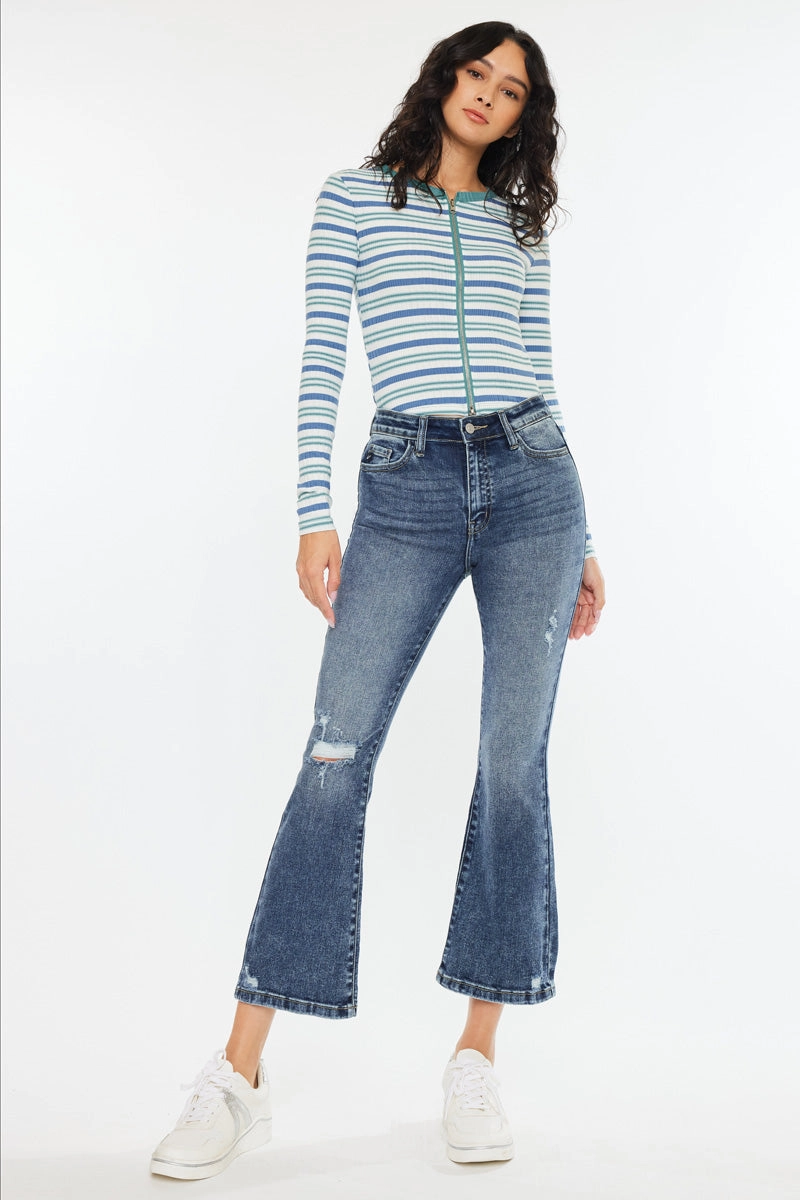 Miley Essentials High Rise Cropped Flare Jeans