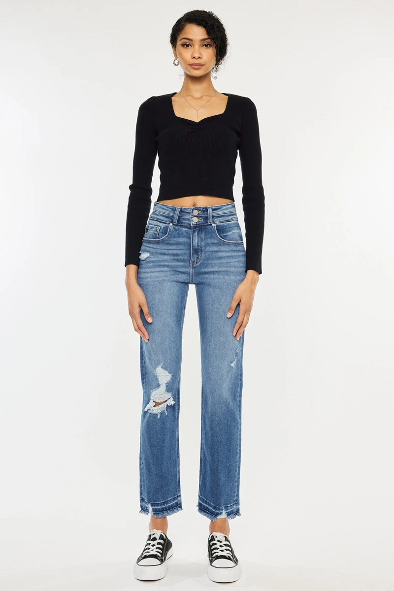 Morgana High Rise Slim Straight Leg Jeans