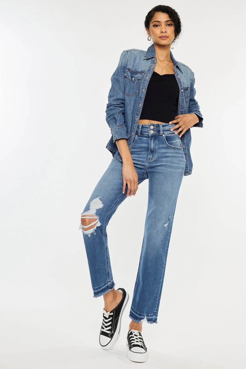 Morgana High Rise Slim Straight Leg Jeans