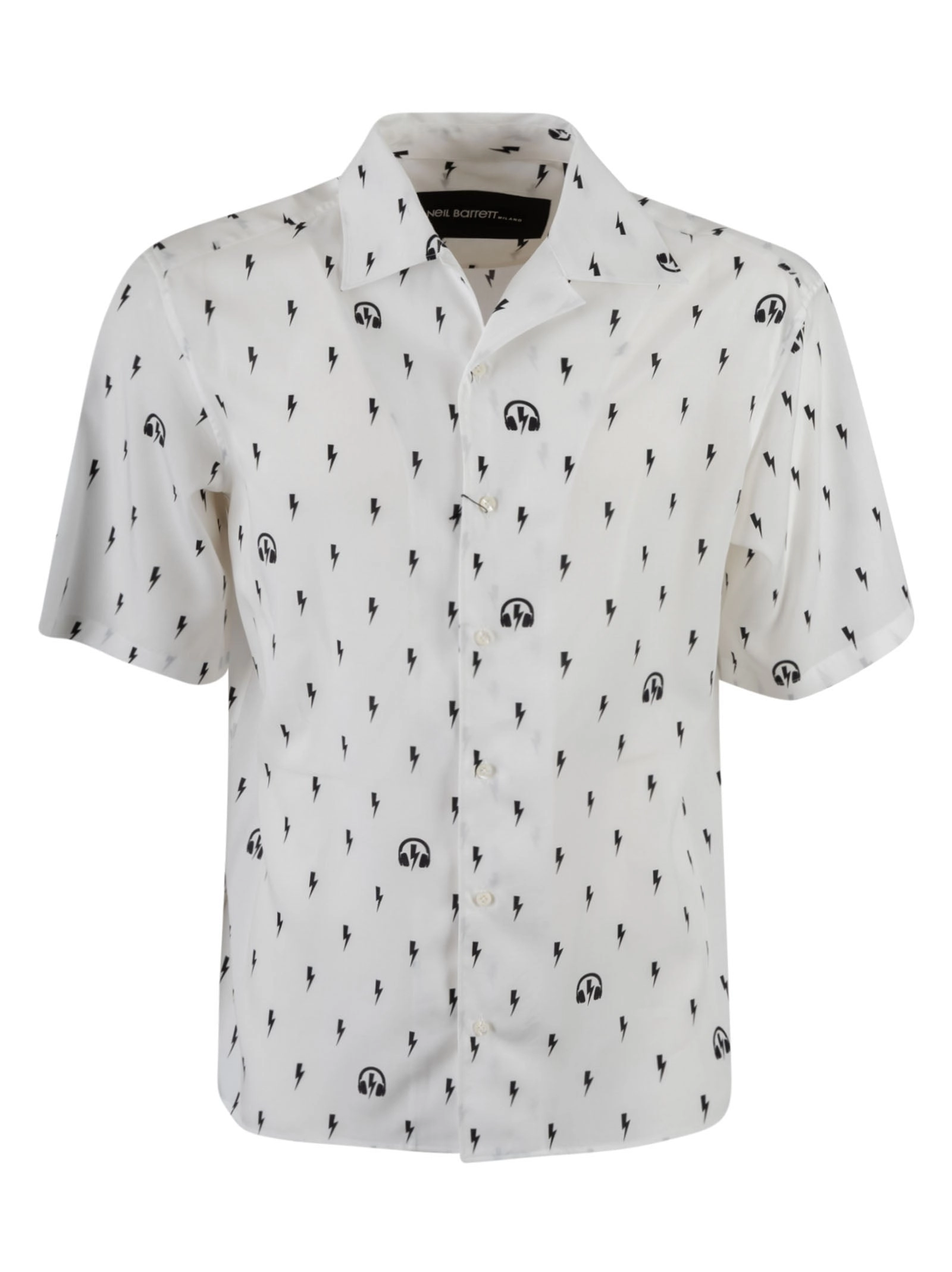 Neil Barrett Allover Sonic Bolt Print Short Sleeved Shirt