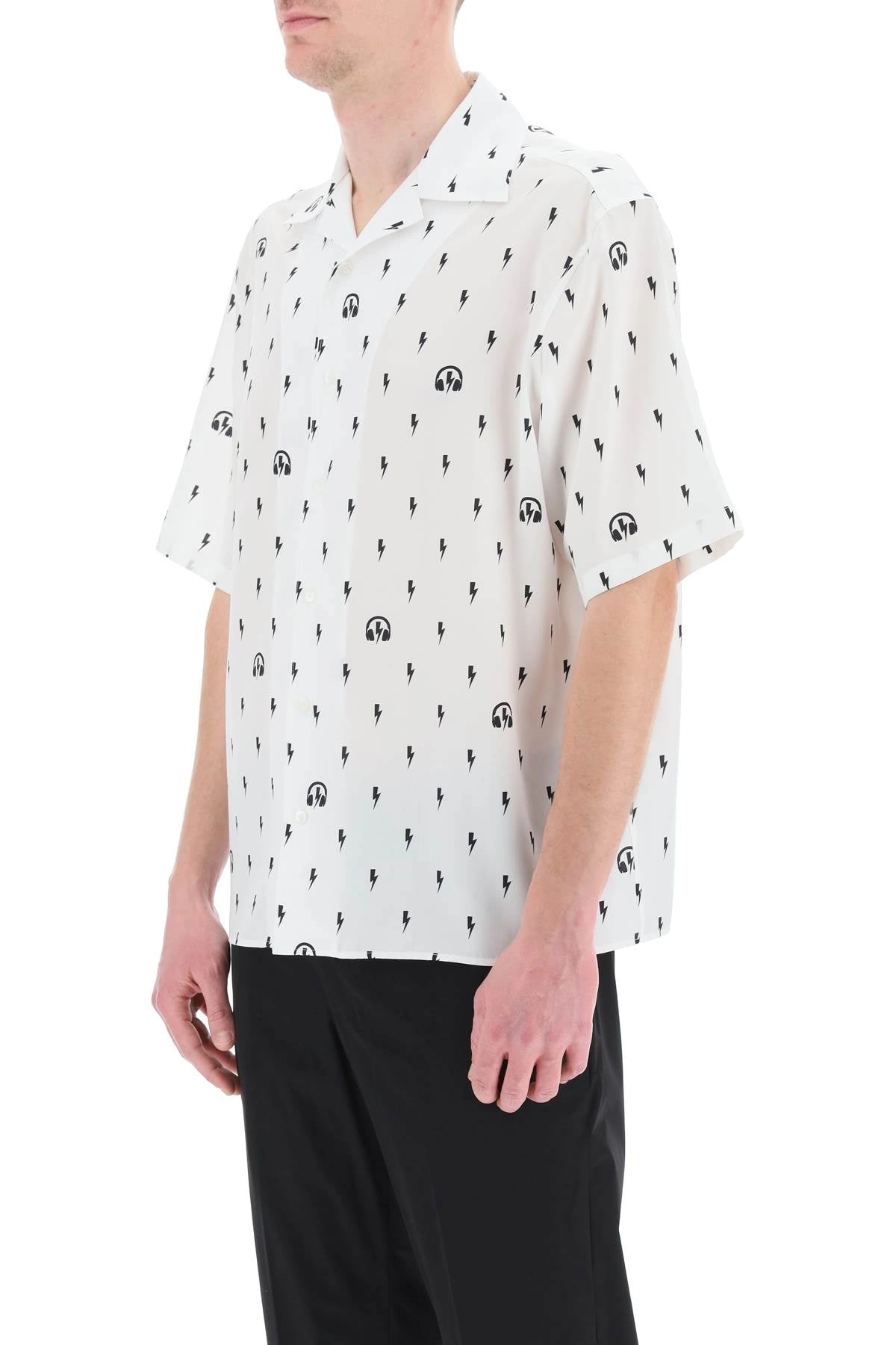 Neil Barrett Allover Sonic Bolt Print Short Sleeved Shirt