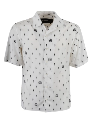 Neil Barrett Allover Sonic Bolt Print Short Sleeved Shirt