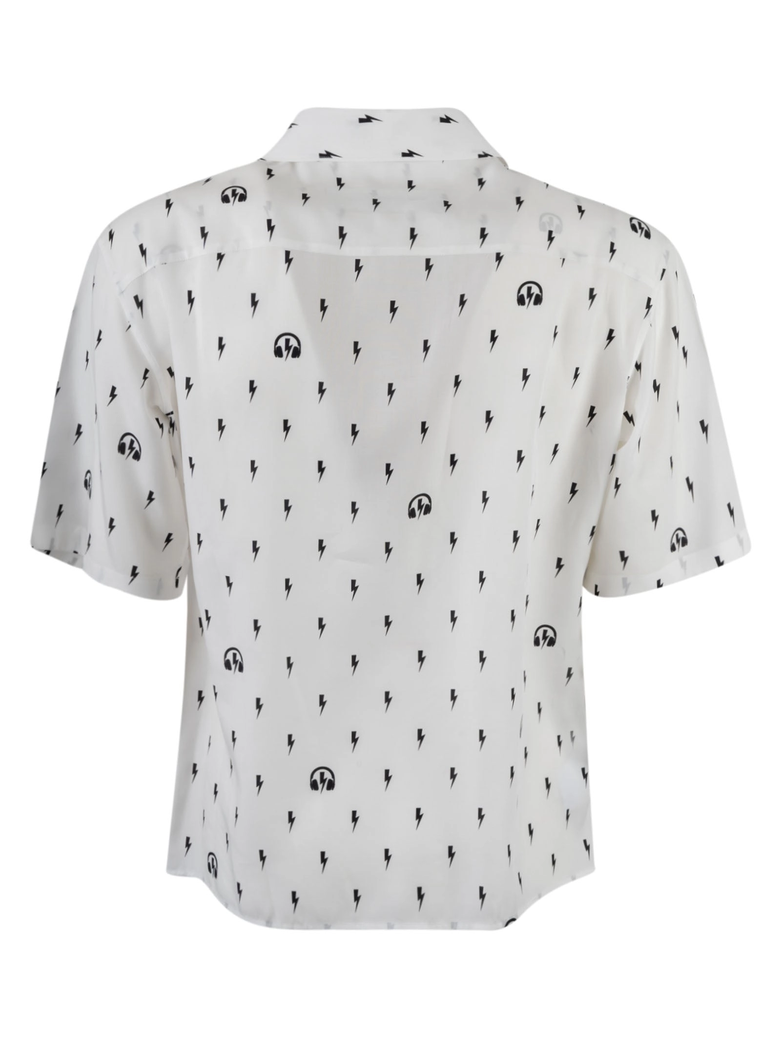 Neil Barrett Allover Sonic Bolt Print Short Sleeved Shirt