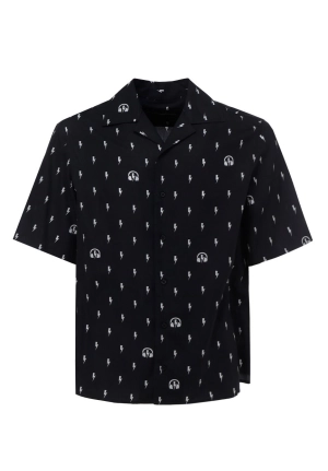 Neil Barrett Allover Sonic Bolt Print Short Sleeved Shirt