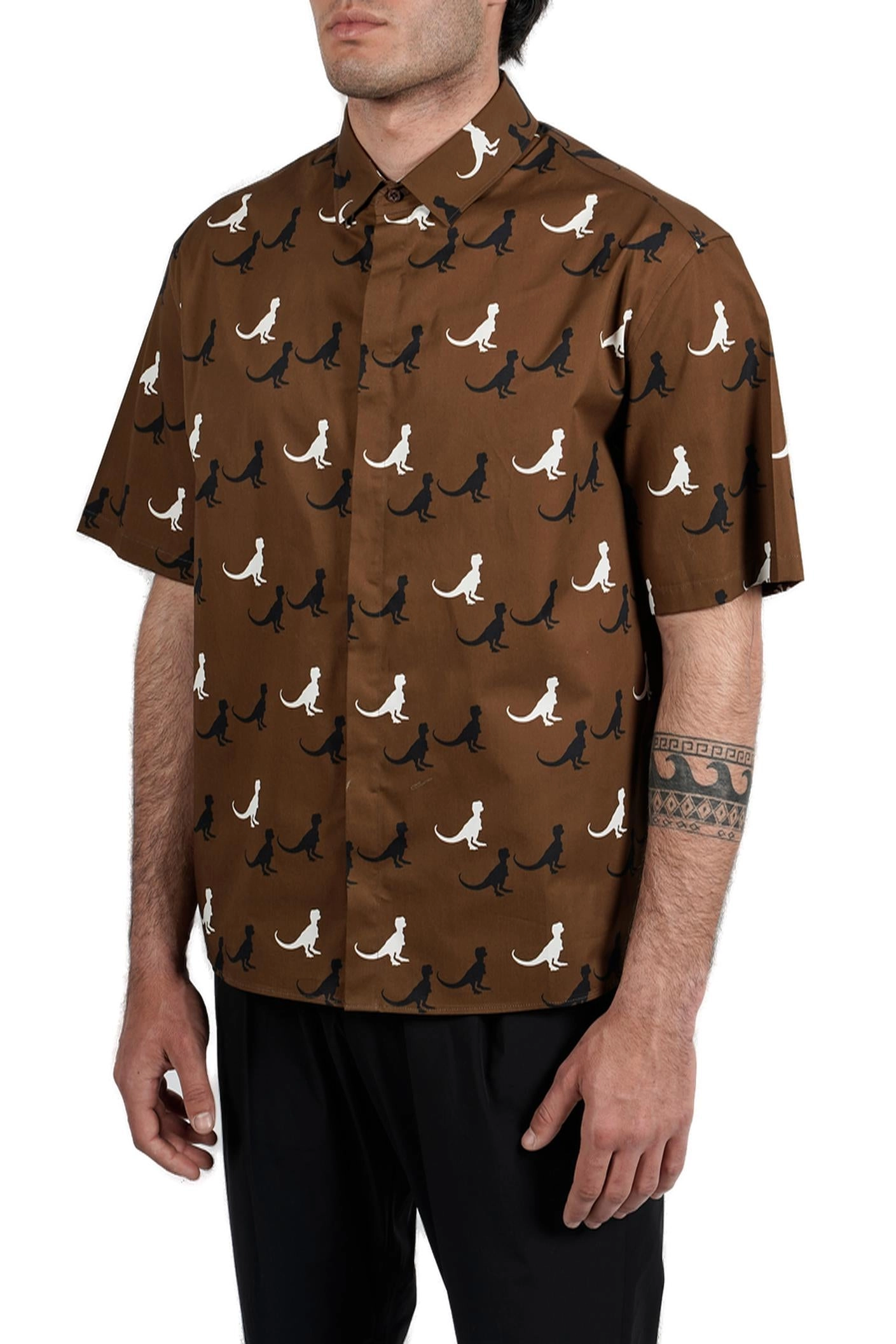 Neil Barrett Dinosaur Print Short Sleeved Shirt