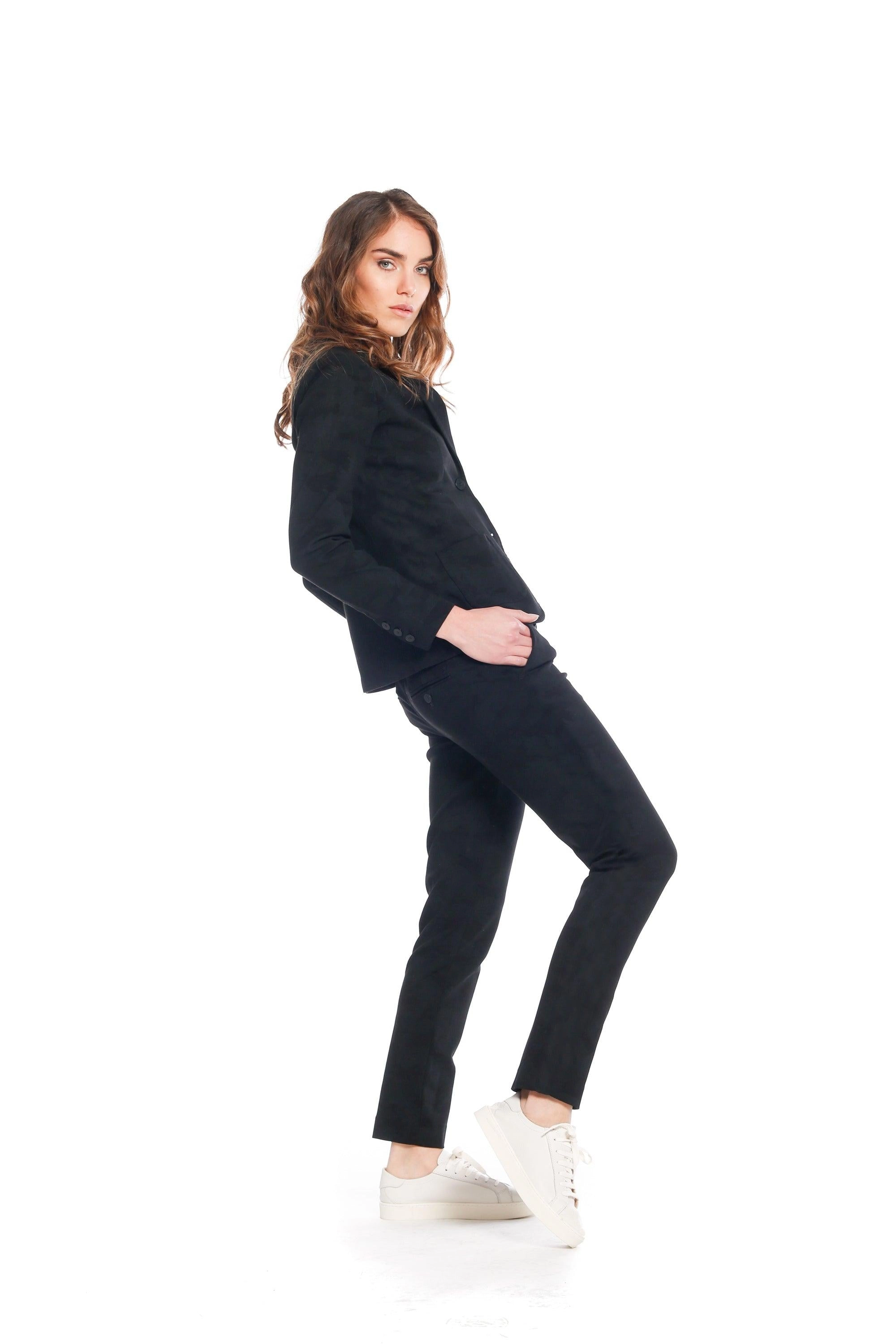 New York Slim woman chino pants in jesrey with camouflage pattern slim①