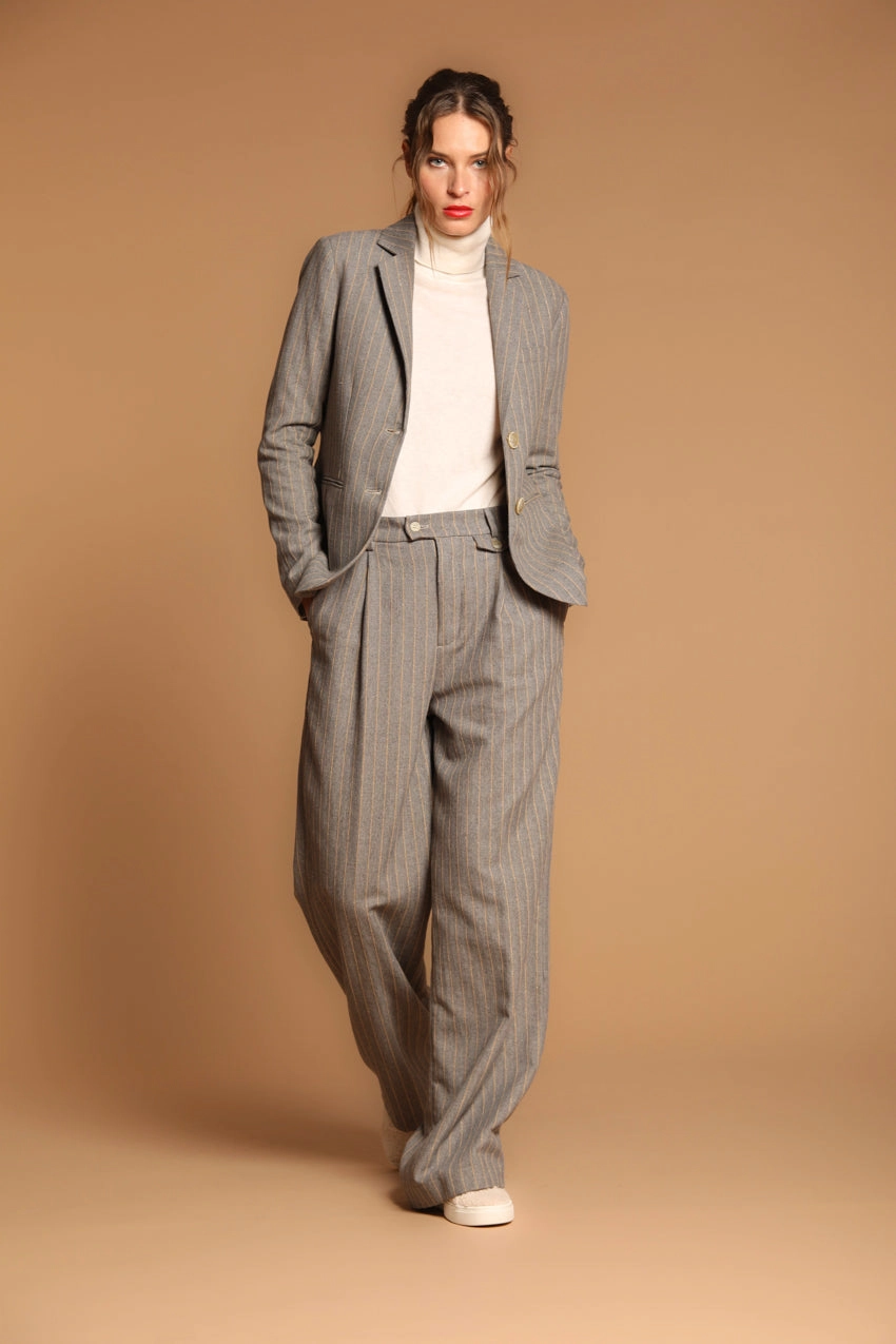New York Wide Pinces women's chino pants with a striped design featuring lurex straight fit