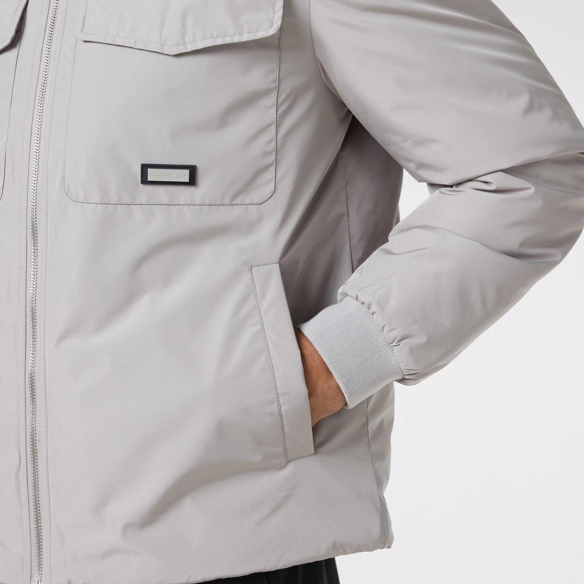 Padded Nylon Smart Jacket | Stone