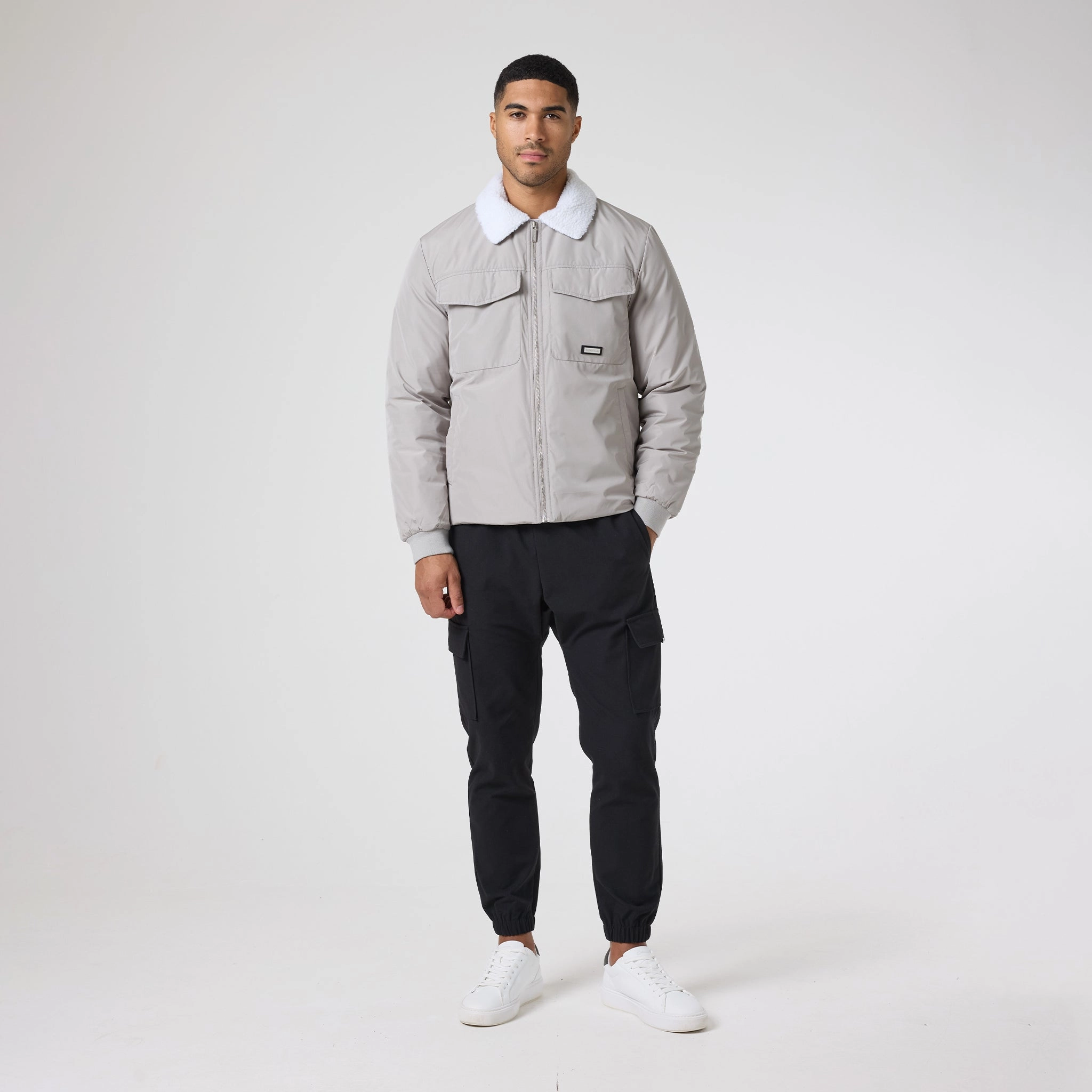 Padded Nylon Smart Jacket | Stone