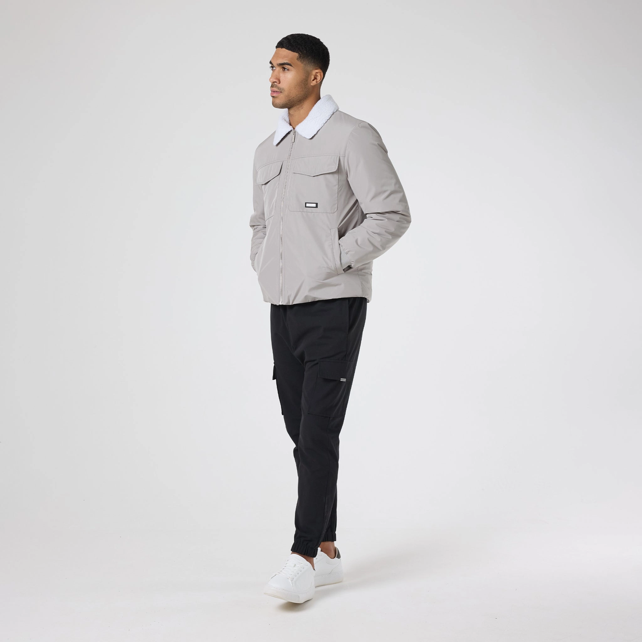 Padded Nylon Smart Jacket | Stone