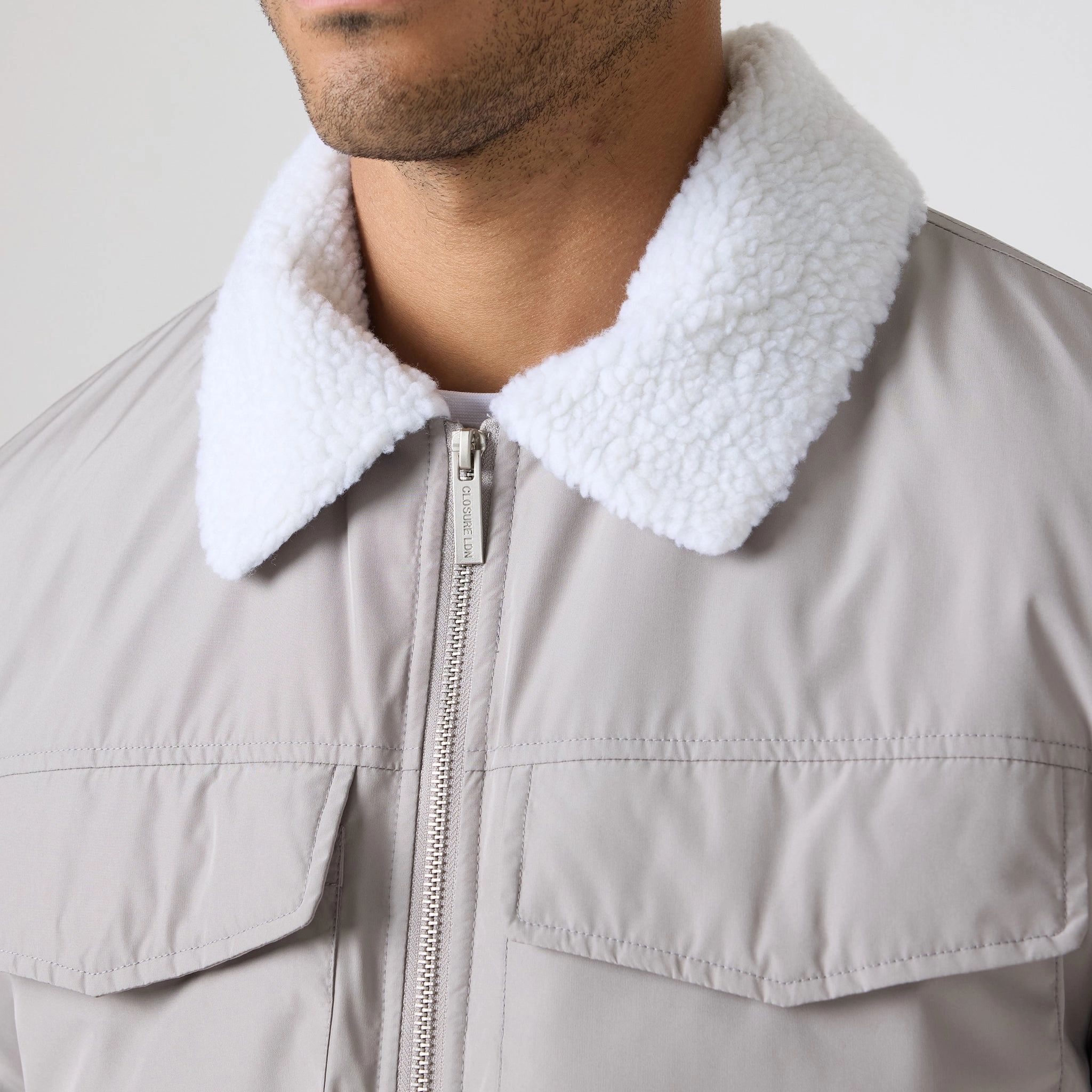 Padded Nylon Smart Jacket | Stone