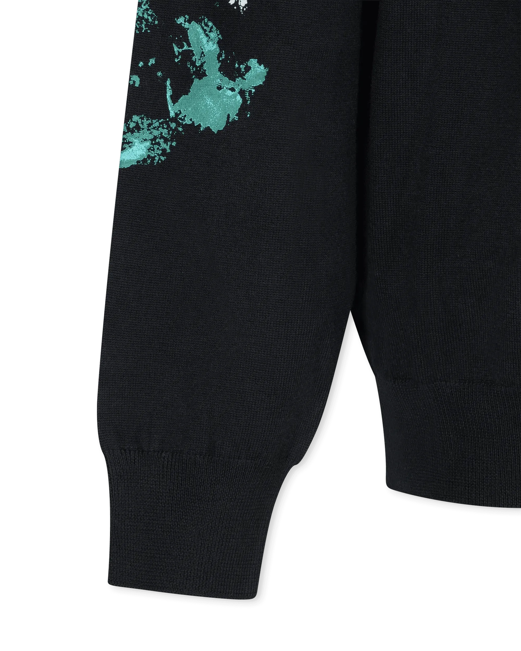 Painted Effect Wool Sweater With Logo