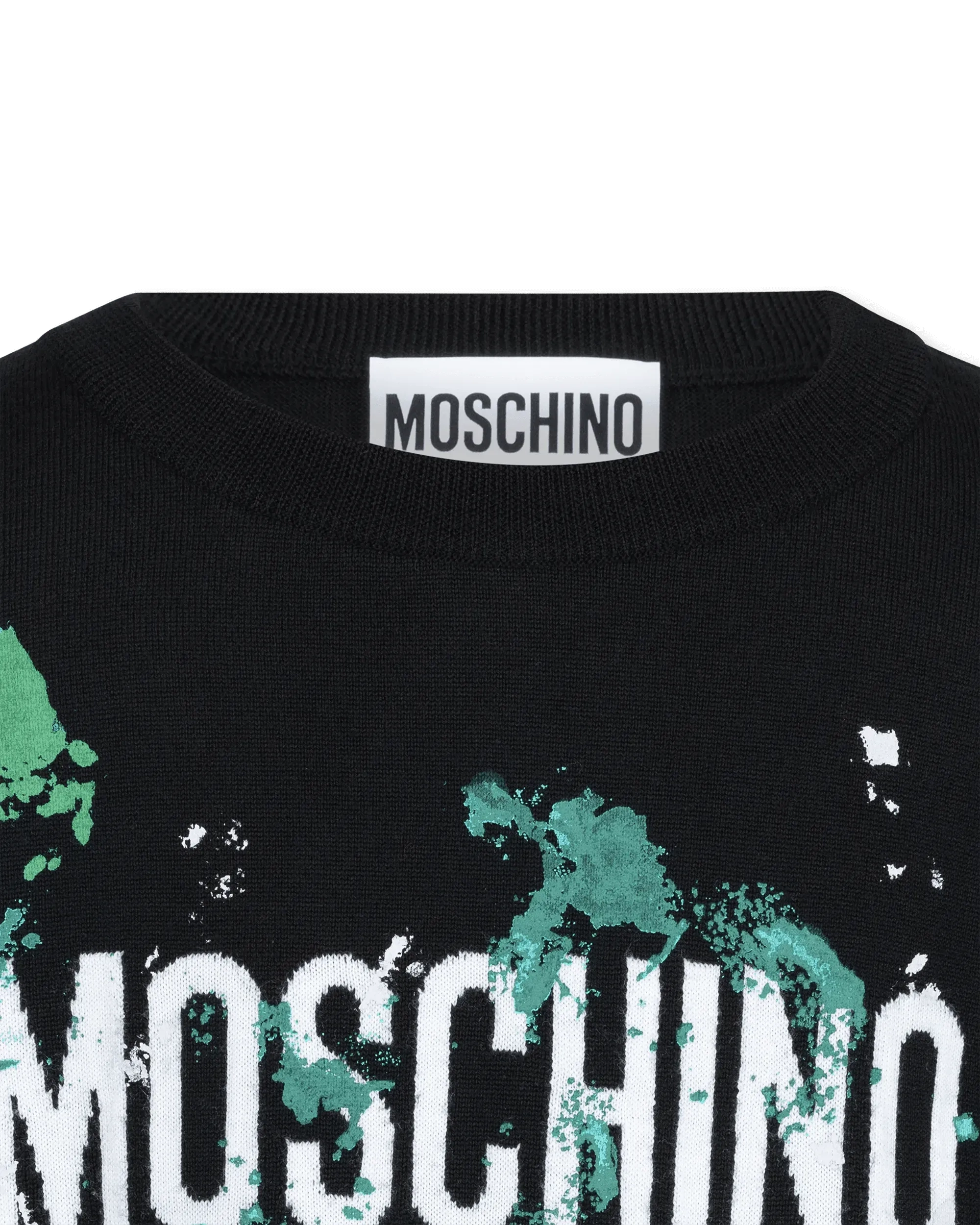 Painted Effect Wool Sweater With Logo