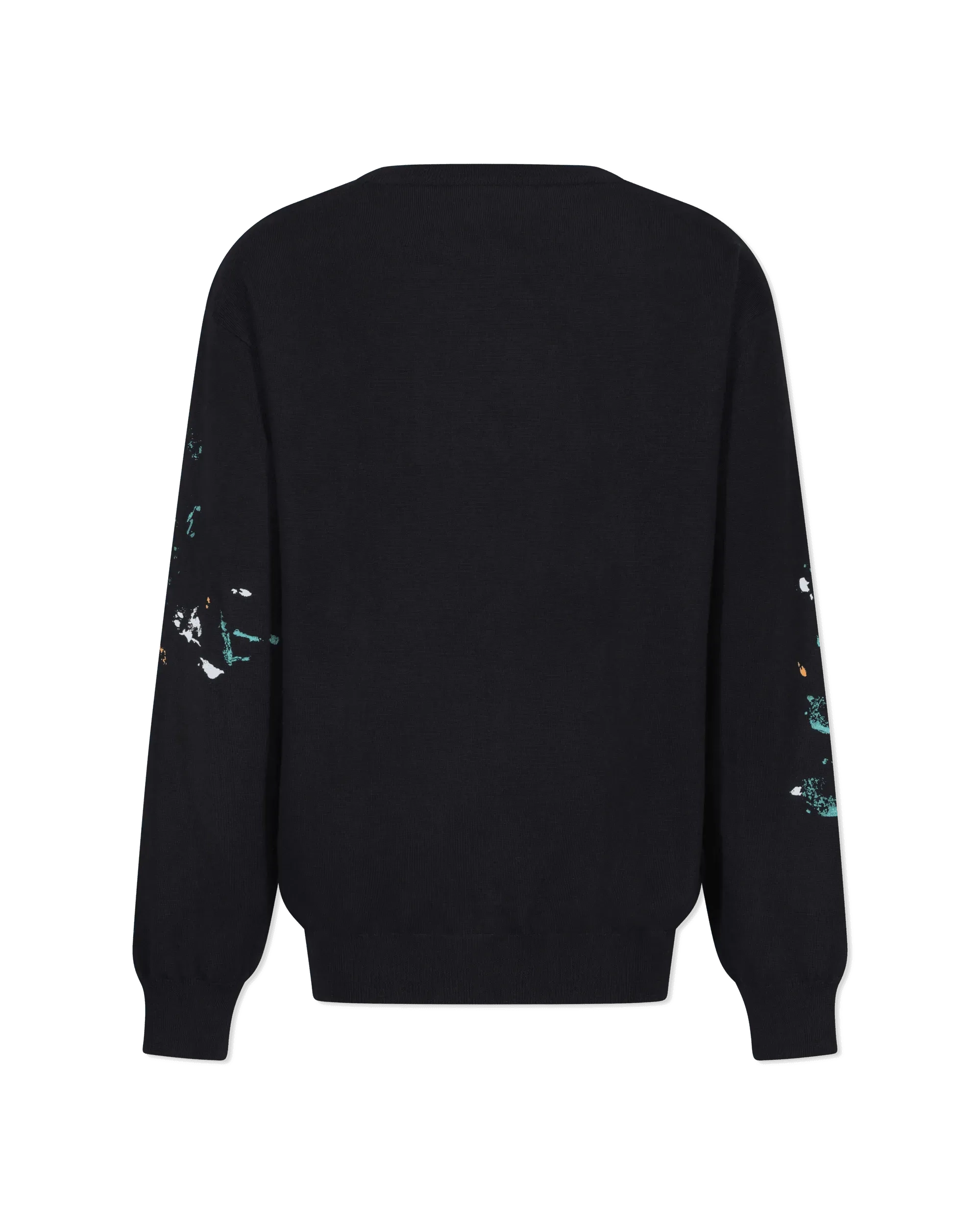 Painted Effect Wool Sweater With Logo